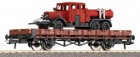 47729 Roco Flat car with Henschel Fire Truck
